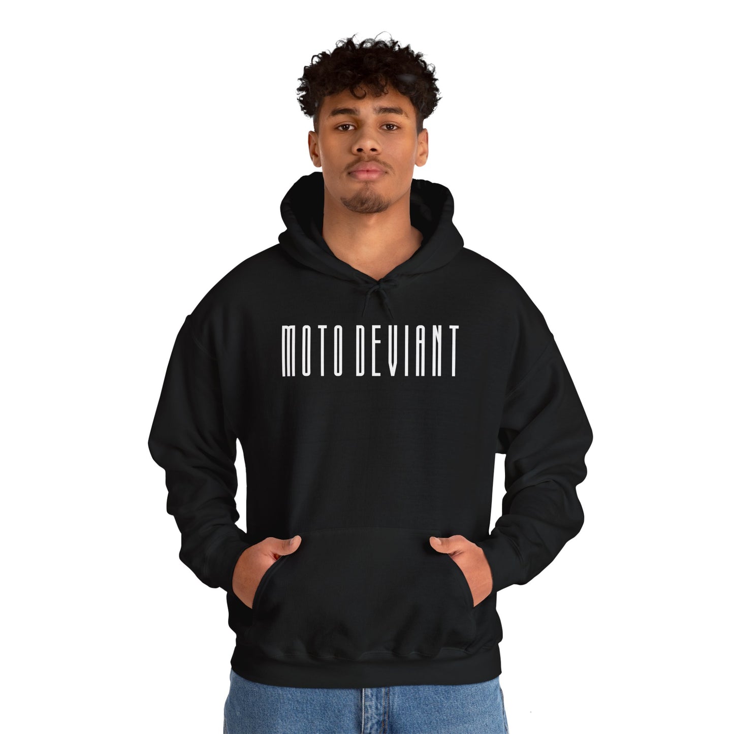 Moto Deviant Motorcycle Hoodie Front on rider
