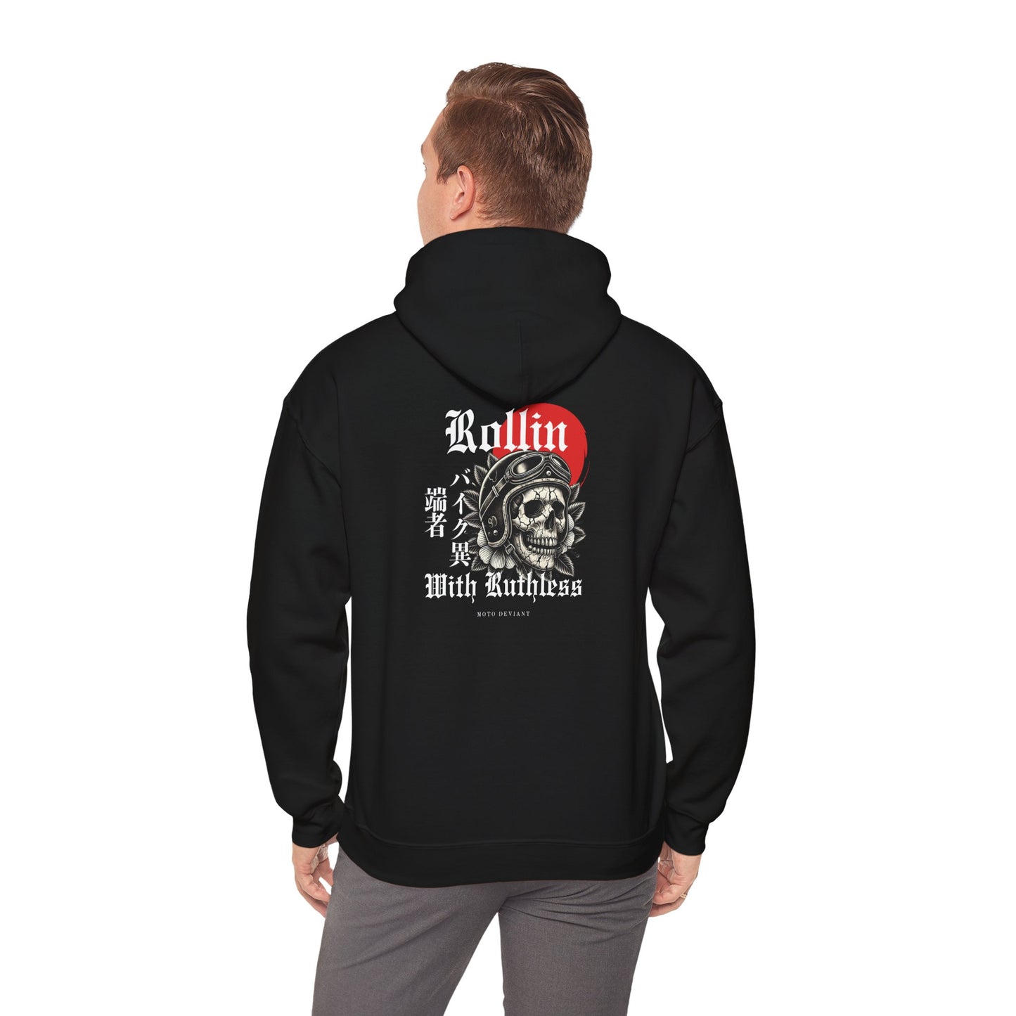 Ruthless Motorcycle Hoodie Back on rider
