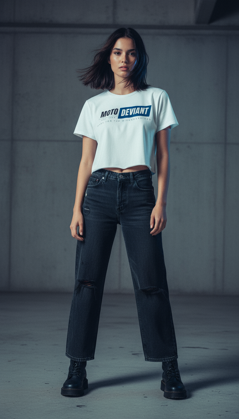 Moto Deviant I Cropped Shirt - Stealth Edition