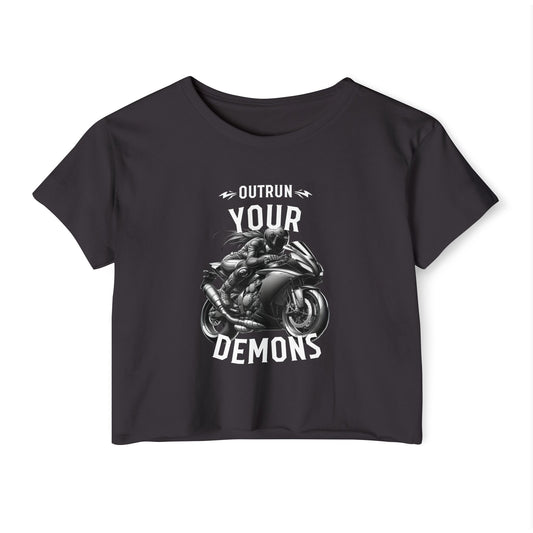 Outrun Your Demons Cropped Shirt (Womens)