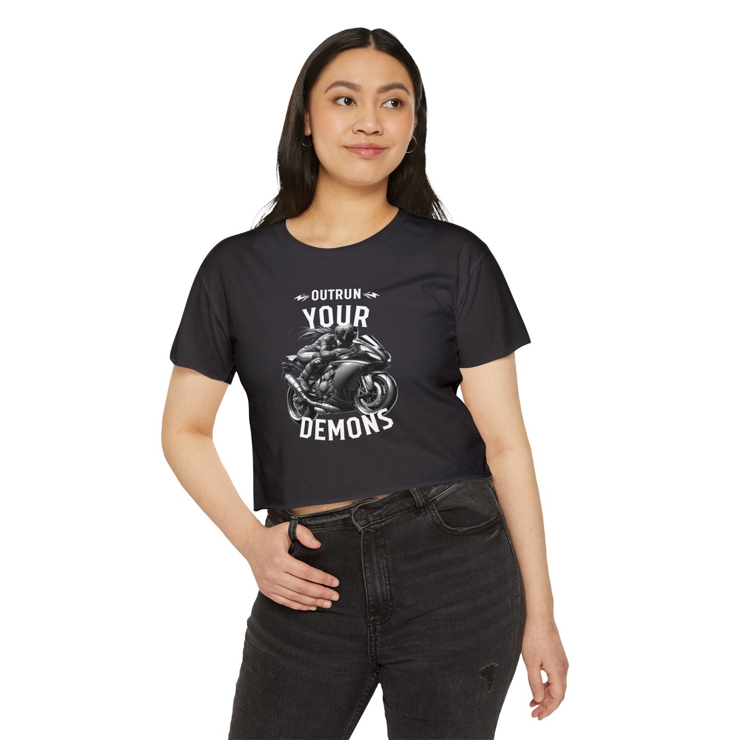 Outrun Your Demons Cropped Shirt (Womens)